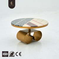 Table d'appoint circulaire en marbre élégante et luxueuse, design unique de haute qualité, base en acier inoxydable doré, table d'angle