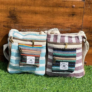 New Eco-Friendly Handmade Himalayan Hemp Sling <b>Bag</b> with Adjustable Strap Zipper Ethnic Designer <b>Small</b> Crossbody Shoulder Handbag - Product Image 3