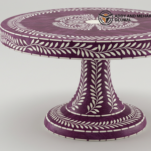 Soporte/Pedestal de Lujo para Tartas con Incrustaciones de Hueso Morado, Hecho a Mano, Ecológico, Artístico y Floral, para un Servicio con Estilo - Product Image 3