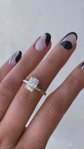 Bagues de fiançailles en or massif 18 carats, diamants de laboratoire taille radiante, halo caché, bagues de mariée classiques, bijoux délicats, vente en gros OEM - Product Image 5