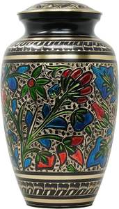 Urnes en laiton pour cendres humaines Taille adulte Urnes funéraires funéraires de crémation fabriquées à la main avec sac en velours - Product Image 6