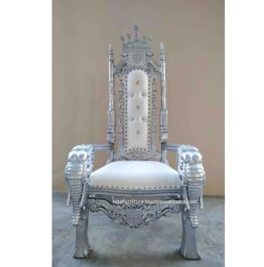 Francés antiguo tallado madera maciza elefante rey respaldo alto trono silla copetudo tela de cuero sintético para el hogar muebles Hotel - Product Image 2