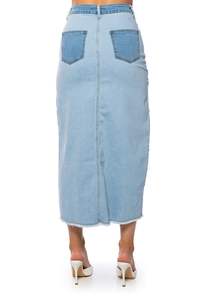 <span class=keywords><strong>ANGEL</strong></span> PATCHWORK DENIM MAXI gonna gonna a matita Jeans stordita Patchwork lunga gonna leggera in Denim - Product Image 3