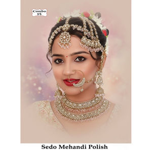 Conjunto de Joyería Étnica para Novia, Chapado en Rodio, con Circonitas, Gargantilla, Aretes, Maang Tikka, para Boda y Compromiso - Product Image 1