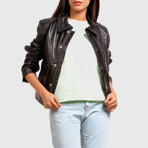 Veste en cuir pour femme tendance à vendre, 100% cuir, coupe classique, veste en cuir tendance pour femme - Product Image 3