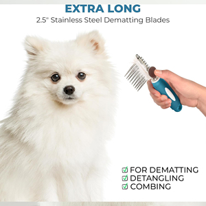 หวีโลหะแบบเรียบง่ายสำหรับสุนัขและแมว ขนยาว ใบมีดเหล็กนิรภัย 2.5 นิ้ว บรรจุกล่อง สำหรับแก้ผมพันกันและขนพันกัน - Product Image 6