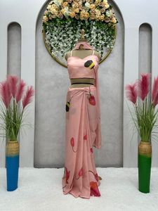 Tendance indienne beau concepteur Saree Organza soie impression numérique travail Saree pour les femmes fête et vêtements de mariage prix de gros - Product Image 6
