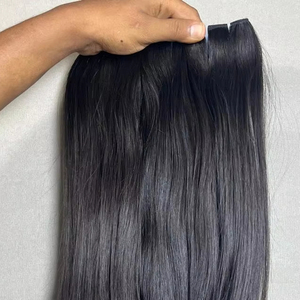 Trama de cabello humano indio crudo de primera calidad 100%, recto y sedoso para extensiones elegantes de aspecto Natural suave sin enredos - Product Image 1