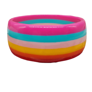 Best <b>Cute</b> Rainbow Acrylic Bangle Unisex Fashion Designer Stylish Jewelry Gift <b>Bracelet</b> Colorful Striped Design Anniversary Woman - Product Image 1
