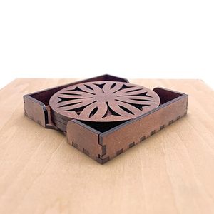 แผ่นรองแก้วไวน์ไม้กาแฟชาแผ่นรองแก้วบนโต๊ะอาหารอุปกรณ์ในครัวเรือนดีไซน์ใหม่ตัดด้วยเลเซอร์ - Product Image 1