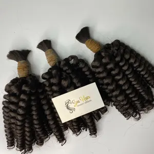 Wholesale Hot Trending Natural Brown Colour Afro Curly Raw Unprocessed Cuticle Aligned Bulk Hair 100% Human Hair Extension