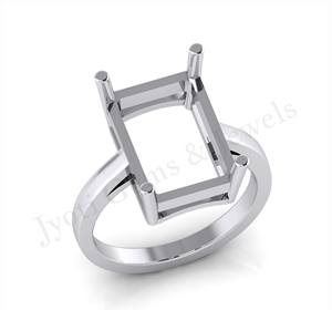 Sólido 925 plata esterlina en blanco rectángulo punta ajuste Semi montaje piedra ajuste anillo joyería personalizada fabricantes al por mayor - Product Image 1