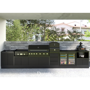 Vente chaude 2024 <span class=keywords><strong>Cuisine</strong></span> extérieure modulaire en métal Dorene avec barbecue et réfrigérateur intégrés, bar pour usage domestique - Product Image 1