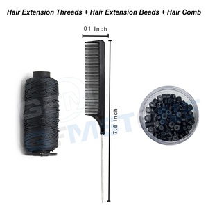 Professional Stainless Steel Hair Extension Tool Kit with Micro Bead Closer & Opener Pliers Loop <b>Needle</b> Clips Beads Thread - Product Image 6