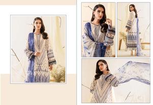 Pure Cotton Dupatta Suit with Exclusive Embroidery Patches Online Sale of <b>Indian</b> <b>Pakistani</b> <b>Clothing</b> Silver Print Cotton Material - Product Image 5