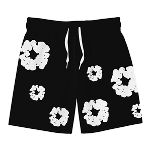 NOVEDAD DE VERANO 2025, pantalones cortos informales de malla de secado rápido transpirables con estampado de encaje Floral a la moda para hombre, cierre con cordón, parte inferior para exteriores - Product Image 1