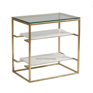 Nouveau design unique de style indien fait à la main avec dessus en verre à 3 couches avec finition en métal doré utilisé dans les hôtels à domicile au meilleur coût - Product Image 1