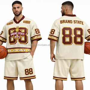 เสื้อฟุตบอลอเมริกันแบบใหม่มาแรง คุณภาพดีที่สุด ผลิตจากโพลีเอสเตอร์ 100% ชุดทีมสีพื้น แขนสั้น - Product Image 5