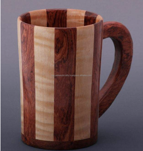 Vente chaude faite à la main Double paroi en bois chope à bière en bois de chêne tasse en acier inoxydable sculpté chopes à bière naturelles - Product Image 4