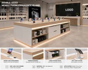 Espositore Personalizzato per Telefoni Cellulari, Vetrina Moderna per Smartphone con Illuminazione LED e Spazio di Stoccaggio per Negozi di Elettronica - Product Image 4