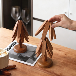 Ensemble de dessous-de-plat et de supports en bois naturel en forme d'arbre |   Support de plaque chauffante résistant à la chaleur pour la cuisine, la maison et les restaurants - Product Image 6