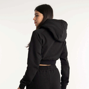 Conjunto Deportivo de Dos Piezas para Mujer, Sudadera Corta con Cremallera Negra y Pantalones Jogger, Ropa Casual de Estar en Casa, Felpa Suave, Conjunto Combinado - Product Image 5