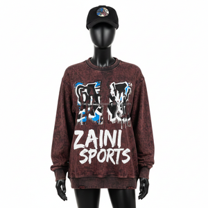 Sudadera para Mujer, Algodón, Color Granate y Negro, Estampado Gráfico, Logotipo Personalizado, Serigrafía, Ropa Casual, Transpirable - Product Image 5