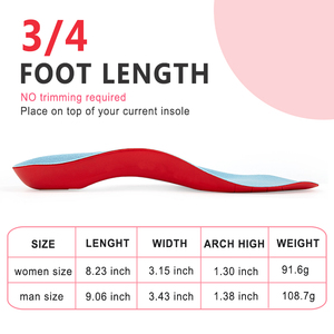 Gel gót chân sâu gót chân cup Full-Foot vòm hỗ trợ mềm đệm ổn định plantar Fasciitis dụng cụ chỉnh hình 3/4 chiều dài giày đế - Product Image 6