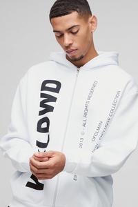 Nouvelle Mode Blanc Oversize Boxy Worldwide Texte Zip Up Through Basics Sweat à Capuche Coton Mélangé Personnalisé Dernière Conception Sweats à Capuche pour Hommes - Product Image 3