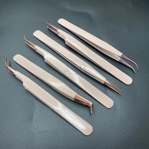 Pince à cils nude de qualité chirurgicale en acier inoxydable à poignée diamantée Pince à cils 90 45 degrés Pince à cils droite - Product Image 5