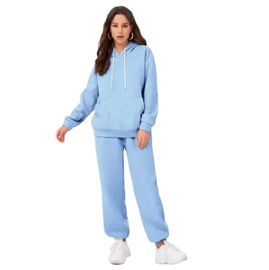 OEM Women's Loose Fit Hoodie and Jogger <b>Set</b> | Soft Winter Tracksuit with Custom Logo | High-Quality Fleece Two-Piece Jogger <b>Set</b> - Product Image 4