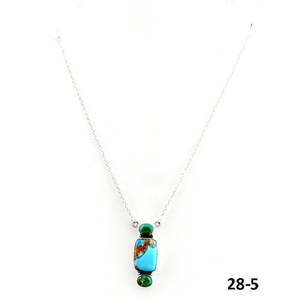 Collier multi-pierres style sud-ouest, turquoise, perle, diamant, argent sterling, motif goutte d'eau, bambou religieux pour mariages - Product Image 5