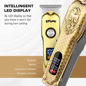 Tondeuse à cheveux sans fil professionnelle pour hommes, ensemble de tondeuses, kit de toilettage avec écran LED, rechargeable via USB - Product Image 5