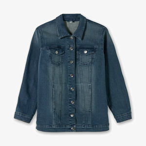 Lightweight Women's Jean Jackets Comfortable Fabric <b>Blue</b> Denim Spring Coat with Turn Down Collar Slim Design - Product Image 1