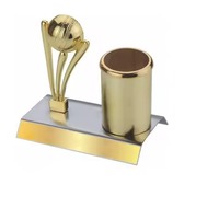 Support à stylos élégant en métal doré à un seul niveau, organisateur de bureau pour stylos/crayons, design moderne pour le bureau, la maison, l'école et l'hôtel