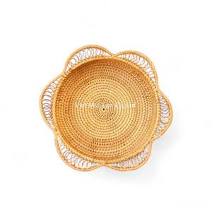 Plateau en rotin flexible de style bohème, fait main et écologique, en fibres naturelles, pour le service à la maison et la décoration intérieure, origine Vietnam - Product Image 2