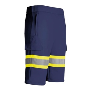 Vêtements de travail haute visibilité Logo personnalisable Shorts cargo en coton et polyester 2 poches latérales à fermeture éclair Vêtements de sécurité réfléchissants LED de classe 1 ANSI - Product Image 1
