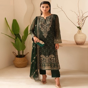 ชุดเดรส Anarkali สำหรับผู้หญิงผ้าชีฟองปักลาย3ชิ้นสำหรับงานแต่งงานชุดส่าหรี - Product Image 2