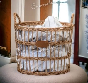 ตะกร้าหวายไม้ไผ่สานทรงกลมพร้อมที่จับเป็นมิตรต่อสิ่งแวดล้อม - Product Image 6