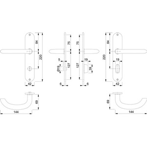 Juego de Placas Largas Marseille E1138Z/302 de 78 mm DIN Izquierda/Derecha de Acero Inoxidable F69 SK/OL HOPPE para Persianas, Cortinas y Contraventanas - Product Image 3