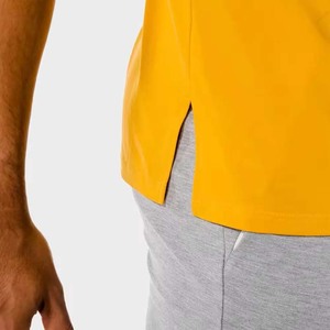 เสื้อยืดลำลองผ้าฝ้าย100% สำหรับผู้ชายเสื้อฟิตเนสแขนสั้นเข้ารูปสีเหลืองเสื้อทรงหลวมพิมพ์ลายตัวอักษรผ้าโพลีเอสเตอร์/ ผ้าฝ้ายถัก - Product Image 4