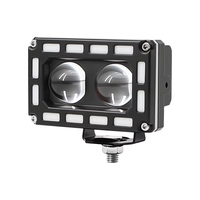 Phare antibrouillard pour moto à double lentille RGB DRL LED, double couleur, faisceau haut/bas, 21W, 8-60V DC, IP67, support en U, puce 3570, pour camion
