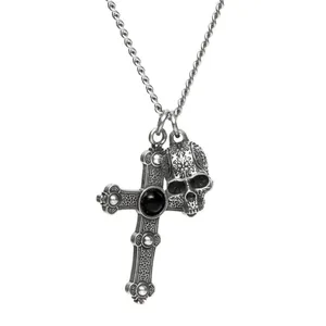 Cruz De Aguirre Rocha Santa mucizevi madalya takı paslanmaz çelik gotik Mens gümüş çapraz kafatası kolye kolye için Mens