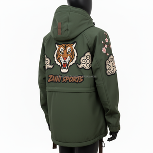 Chaqueta Softshell para exteriores para mujer, tela a prueba de viento, Parche de tigre verde oliva, bordado, diseño de logotipo personalizado, chaqueta Softshell para mujer - Product Image 5