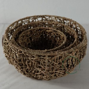Best Selling Eco-friendly Handcrafted <b>Wicker</b> <b>Storage</b> <b>Baskets</b> Seagrass Set of 3 <b>Basket</b> <b>Storage</b> Wholesaler Made in Vietnam - Product Image 5