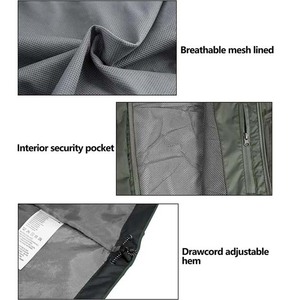 Veste en toile coupe-vent imperméable pour hommes fermeture à glissière brodée vêtements d'extérieur d'hiver décoration de poche à capuche coupe-vent pluvieux - Product Image 4