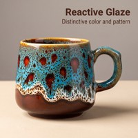 Mug à café en céramique à glaçure réactive 350 ml, tasse à thé arrondie avec poignée, choix de couleurs et logo personnalisé pour la maison ou le café