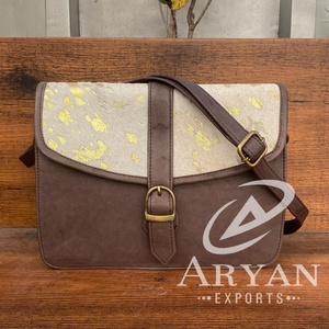 2024 Wholesale New Fashion Women's Hair on Metallic Cowhide Leather Crossbody <b>Handbag</b> Genuine Leather Designer Shoulder Purse - Product Image 1