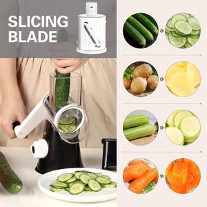 Rallador de queso, trituradora de queso con manivela manual para queso fresco, verduras, nueces, cepillo de limpieza GRATIS, tres cuchillas - Product Image 3