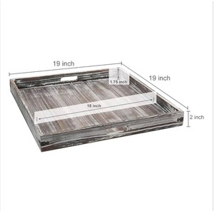 Sustainable Pine Wood and Ceramic Square <b>Platter</b> Handmade Serving Tray with Metal Handles for Home Restaurant Multipurpose Use - Product Image 3